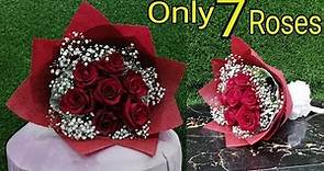 7 roses arrange flowers Bouquet. || flower wrapping techniques || Flower Bouquet arrangement