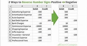2 Ways to Reverse Number Signs Positive Negative in Excel - Excel Campus