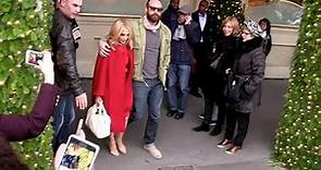 EXCLUSIVE: Kylie Minogue and boyfriend Joshua Sasse come out of the Meurice Hotel in Paris