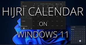 Hijri Islamic Calendar Tutorial - Windows 11
