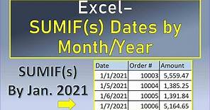 Excel Sumif Dates by Month and Year