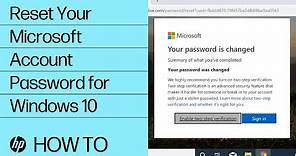 Reset Your Microsoft Account Password for Windows 10 | HP Computers | HP Support