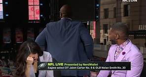 Swagu can't face the camera to say how scared he is of the Eagles' draft picks 🤣😭 | NFL Live