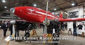 DH88 Comet Racer uncovered - Shuttleworth Engineering Open Day 2022
