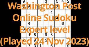 Sudoku solution – Washington Post Online Sudoku Expert level 24 November 2023
