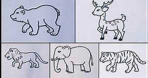Animals drawing //How to draw Wild animals easy step by step