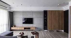【一分鐘看設計】喜歡簡約的風格、仿清水模的電視牆 28坪日系暖木清水模宅 萊尼薾室內設計有限公司 周鴻裕