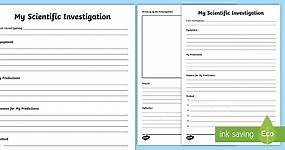My Science Investigation Writing Template