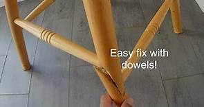 Quick broken chair leg repair and fix with dowels