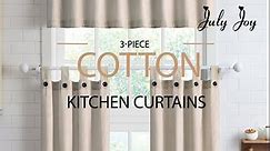 July Joy Cotton Tier Curtains 36 Inches Long Country Kitchen Curtains Tab Top for Small Window Bathroom Farmhouse 56" x 36",Black