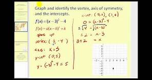 Graphing Quadratic Functions in Standard Form (Vertex Form)
