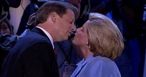2000: Al Gore kisses Tipper before delivering acceptance speech at the DNC