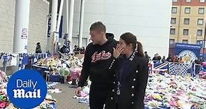 Rebekah and Jamie Vardy weep as they visit Leicester City memorial