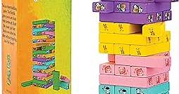 Wooden Blocks Stacking Building Game - Tumbling Tower Indoor Kid Games for Kids Ages 6-8 Year and up | 54 Pcs Wooden Blocks for Kids Ages 4-8