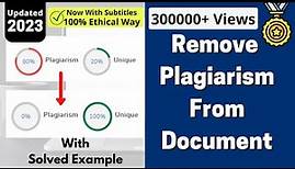How to remove Plagiarism from Article