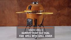 Vision Grills 22 in. Kamado Dual Fuel Charcoal/Gas Grill in Black with Cover, Gas Burner Kit, Cart, Shelves, Lava Stone, Ash Drawer S-4C1D1-H