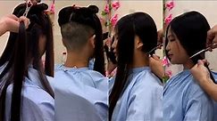 Chinese Haircut - Waist length nape shave and bob haircut
