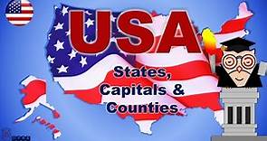 United States of America – 50 States, Capitals and number of counties