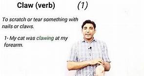 English vocabulary 14. Claw, meaning and example sentences.