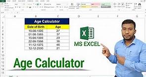 How to Calculate Age using Date of Birth in Microsoft Excel | Age Calculator in Excel