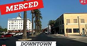 Merced California, Driving Downtown, USA 2021