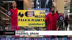 Black Friday protesters picket Amazon as Greenpeace demonstrate in Madrid