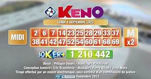 Tirage du midi Keno® du 04 septembre 2023 - Résultat officiel - FDJ