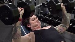 Strong Female Bodybuilders Dumbbell Pressing