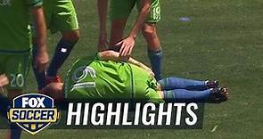 Chad Barrett injures himself celebrating goal against LA Galaxy - 2015 MLS Highlights