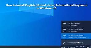 How to Install English (United states) International Keyboard in Windows 10