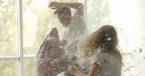 Pillow Fight, Feathers | Stock Footage