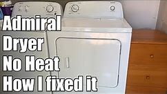 No Heat from Dryer (Admiral, Amana, Element, Kenmore)