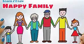 How to draw a "HAPPY FAMILY" - Joint Family Drawing - Easy Drawing Videos
