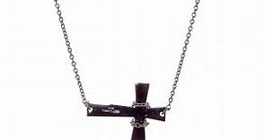 Solid Stainless Steel Sideways Cross Chain Necklace - with
