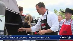 WATCH LIVE: Gov. Stitt holds cookout near PETA billboard