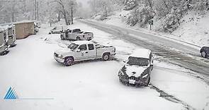 LIVE: Snow is continuing to fall in Oakhurst. Here is a live look at the Deadwood Cam by Sierra Tel.
