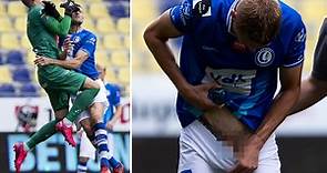Gent defender Igor Plastun left needing stitches in his penis after horror injury as his own team-mate knees