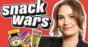 Lily James Has The Best Time Comparing American and British Snacks | Snack Wars | @LADbible