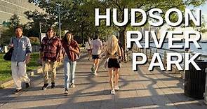 NEW YORK CITY Walking Tour [4K] - HUDSON RIVER PARK - Sunset Walk