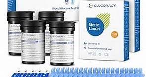 Blood Glucose Test Strips Set, 200 Test Strips & 200 Blood Lancets, Only Work with Glucoracy G-425-2 Blood Sugar Monitor, Self Diabetes Blood Glucose Home Monitoring, No Coding Required