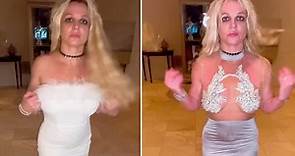 Britney Spears stuns in glittering dress as she spins and twirls