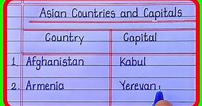 Asian Countries and Their Capitals 2022/Countries and Capitals of World
