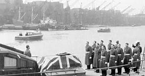 Archive: Churchill's coffin carried up the Thames