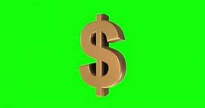 Gold Dollar Logo Sign Green Screen | Moving American Dollar 3d Sign | Motion GFX Animated Background