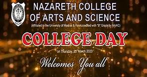 NAZARETH COLLEGE OF ARTS AND SCIENCE | COLLEGE DAY | 23rd MARCH, 2023 | Video by:STUDIO ZOOM