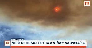 Gran nube de humo afecta a Viña y Valparaíso: Incendio obligó el cierre de la Ruta 68
