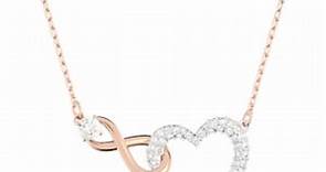 Swarovski Infinity 項鏈, 無限符號和心形, 白色, 多種金屬潤飾 施華洛世奇出品