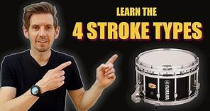 How to play Accents and Taps on marching drum using the 4 Stroke Types.