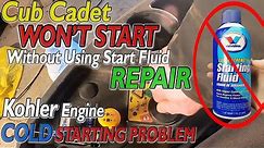 Cub Cadet WON'T START Without Starting Fluid REPAIR Lawn Mower Kohler Engine NOT STARTING Cold FIX