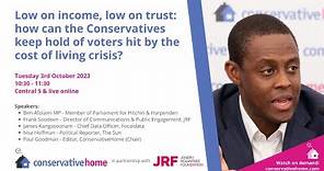 Low on income, low on trust: how can the Conservatives retain voters hit by the cost of living?